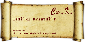 Csáki Kristóf névjegykártya