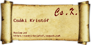 Csáki Kristóf névjegykártya